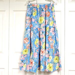 LOFT Linen Blend Tiered Maxi Skirt Size S